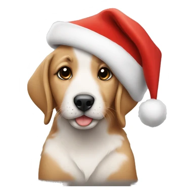 puppy wearing a christmas hat sticker