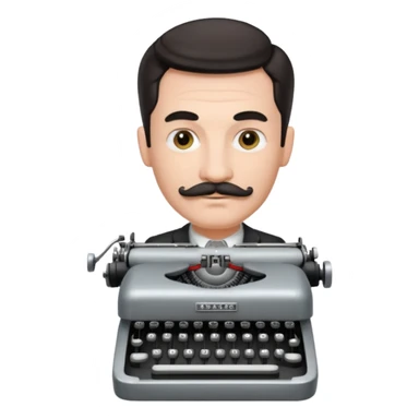 moustache man with vintage typewriter sticker