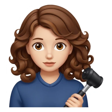 generate a girl with brown hair while curling it longer hair sticker