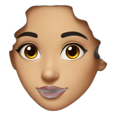 young moroccan woman with dark brown eyes, winking with one eye, smiling, dark long curling hair, red lips, black dress, sticker