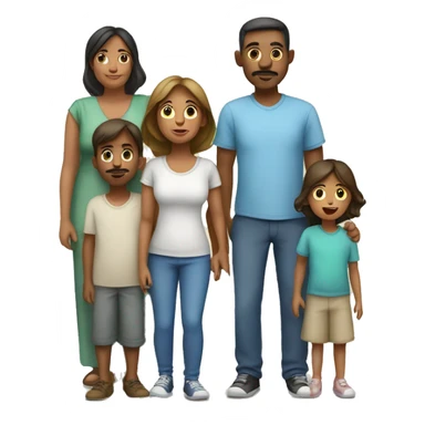 familia de papa, mama y dos niños sticker