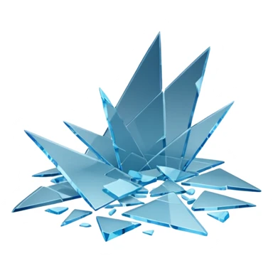3D render of Broken Glass Shards, forensic investigation aesthetic, sterile clinical lighting, cool blue undertones, sharp high-contrast details, professional clean look. sticker