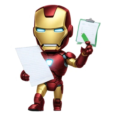 ironman holding a check list sticker