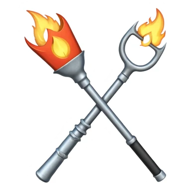 a three pronged pitchfork and a torch in an x formation sticker