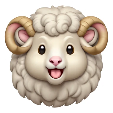 Cinematic Cute Yawning Ram Portrait Emoji, Head tilted slightly with a dramatic, wide-open yawn, showcasing a soft, woolly grey fur with gently drooping horns and ears, round dark eyes barely open in drowsy contentment, Simplified yet irresistibly adorable features, highly detailed, glowing with a soft, cozy glow, high shine, relaxed yet expressive, stylized with a touch of rugged whimsy, bright and endearing, soft glowing outline, capturing the essence of a sleepy yet affectionate ram, so drowsy it feels like it could stretch out of the screen and curl up for a nap! sticker