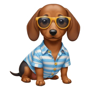 Weiner dog in a beach with a button up shirt and sun glasses  sticker
