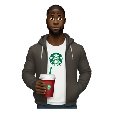 kevin hart sad with starbucks sticker