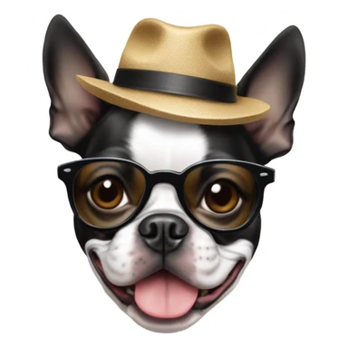 boston terrier wearing a hat and sunglasses sticker