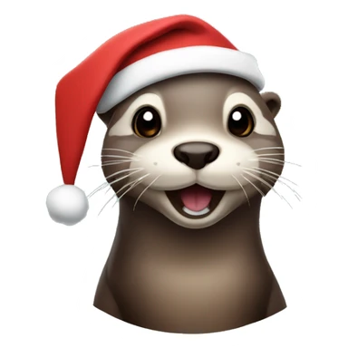 Otter wearing Santa hat sticker