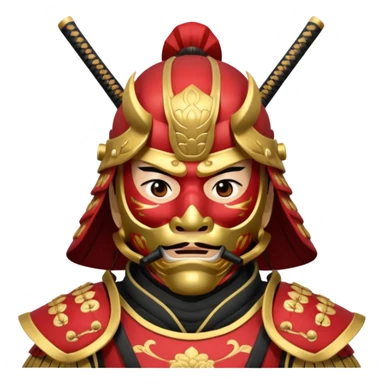 Samurai with red and gold armor and they have a detailed mask covering their mouth sticker