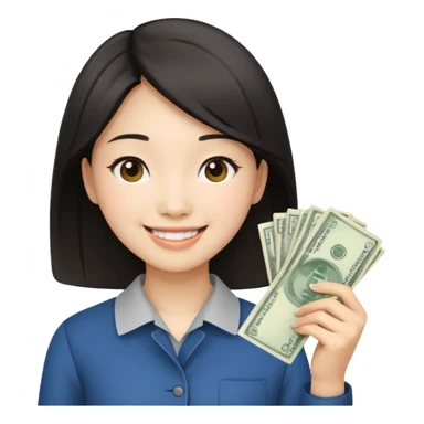 Hot Asian girl with money  sticker