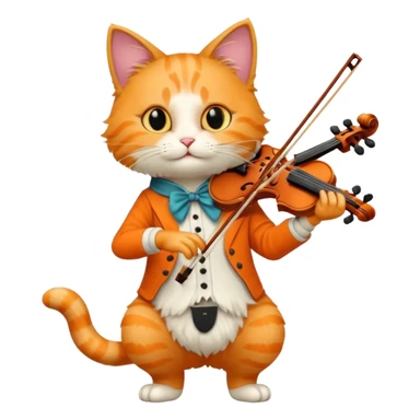 cat play violin, long full body sticker
