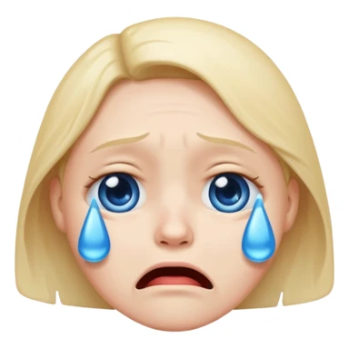 crying face emoji, blue tear, sad expression sticker