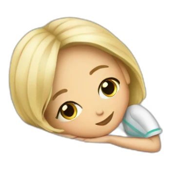 Girl whith shorth blonde hair in the bed of hospital sticker