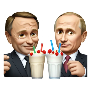Vladimir Putin and Gerhard Schröder drinking a milkshake sharing straws sticker