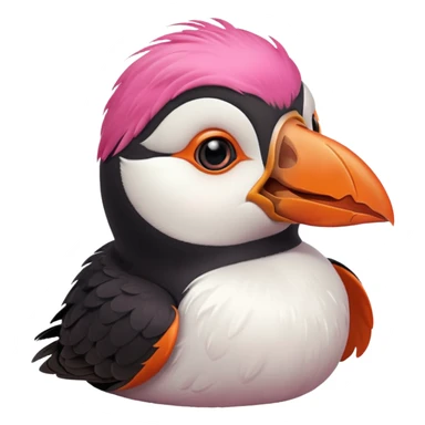 pink puffin angry blow steam nose beak sticker
