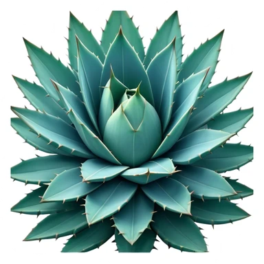 Cinematic Realistic Agave Emoji, Bold and spiky, with long, pointed leaves forming a rosette pattern. The sharp edges and soft blue-green hue exude a sense of rugged beauty and desert resilience. Soft glowing outline, capturing the essence of survival and strength in a striking agave plant! sticker