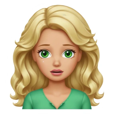 crying Barbie with blonde wavy hair green eyes and tan skin sticker