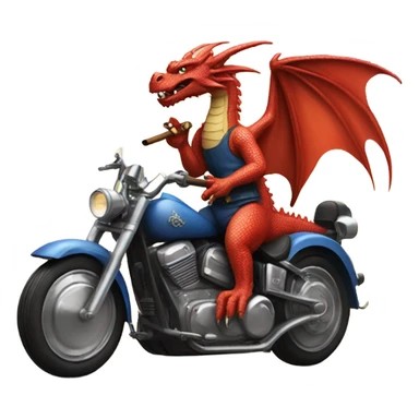 A dragon smoking a cigar while driving a motorcycle sticker