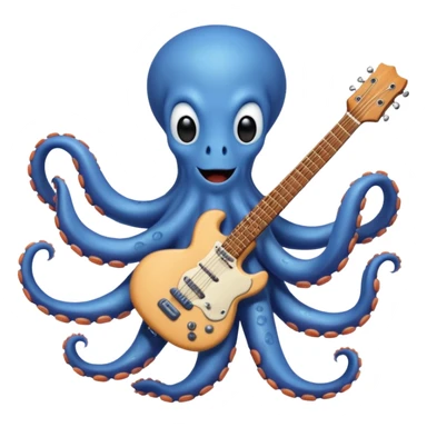 happy octopus with multiple arms playing guitar sticker