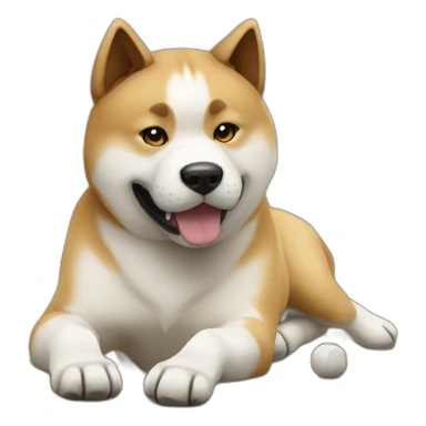 Akita inu playing football sticker