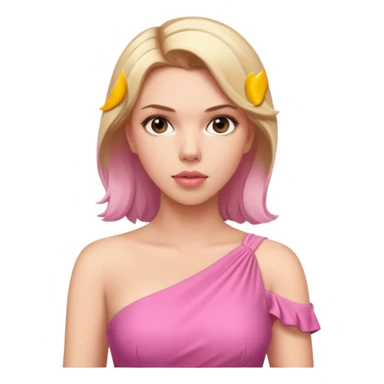 Scarlett Johansson with one shoulder stunning pink dress and blonde hair sticker