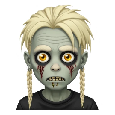 Grey pale skinned zombie boy with wrinkled skin and blond dreadlocks. Nose and ear piercings. Emo. sticker