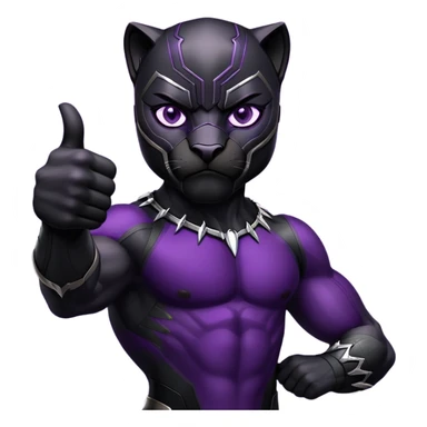 black panther with purple eyes, thumbs up sticker