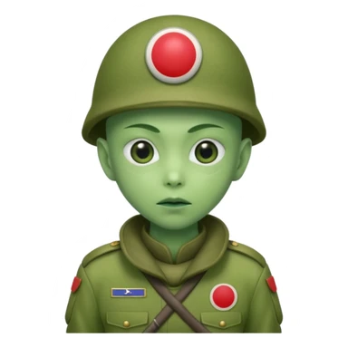 alien, wearing japan soldier custome, half body sticker
