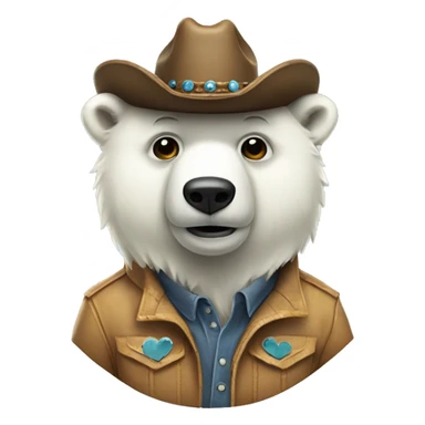 Full body if polar bear wearing cowboy hat with fancy mask sticker