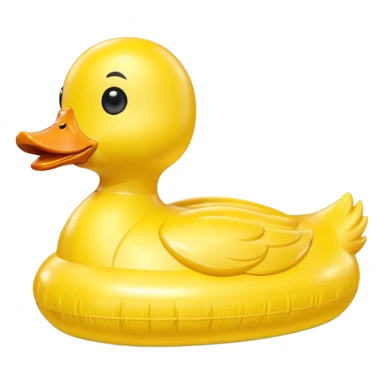 duck-shaped inflatable pool float floating on water, bright yellow rubber duck design, glossy plastic texture, gentle water ripples, summer pool vibe, 3D cartoon style, mobile game icon style, clean composition, no people, no text, no watermark

 sticker