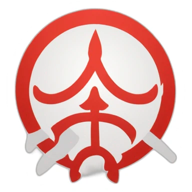 Spiritual hindu symbol (svastika) in a white circle in a red flag sticker