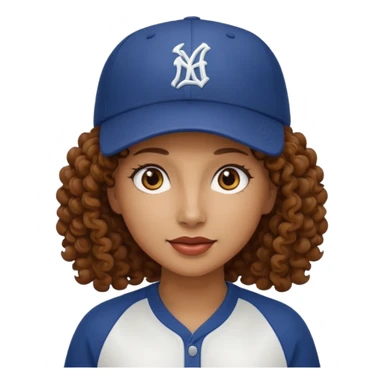 curly haired woman with cap sticker