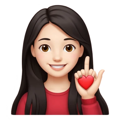 girl with dark long hair mini heart thumbs sticker