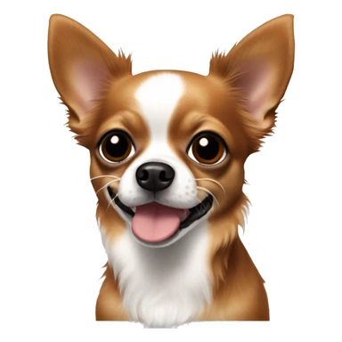 brownish red long hair chihuahua with a black blob around nose and black nose and white patches sticker