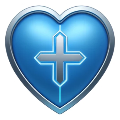 Futuristic premium medical AI logo emoji, sleek metallic heart or shield, ECG line forming stylized letters AI, neon blue and silver, 3D effect, glowing edges, minimal but bold, tech-savvy, high-tech healthcare branding, instantly recognizable, viral-ready, vector flat style with subtle shadows sticker