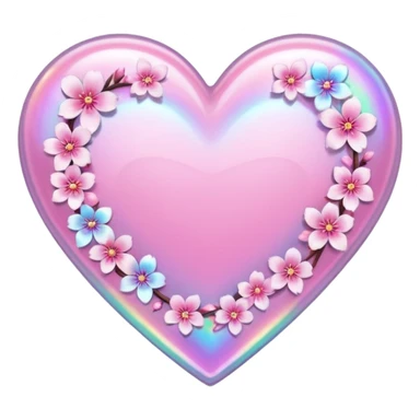 sakura heart with a holographic border sticker