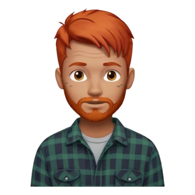 Hombre, pelirrojo,piel tatuado,camisa franela sticker