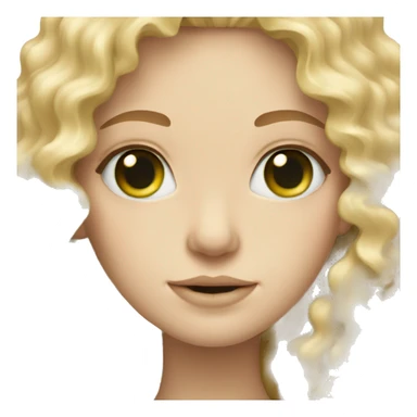 green eyed blonde curly long haired white skin girl sticker