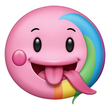 Smiley face with tongue out and small square rainbow colored paper on tongue sticker