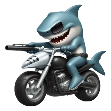 Shark with a gun riding a motorcycle  sticker