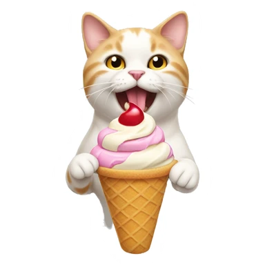 buff cat eating ice cream sticker
