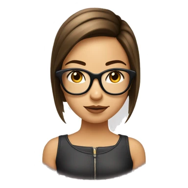 Fille a lunettes cheveux lisse court avec meche sur la droite sticker