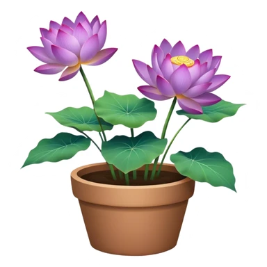 flower pot Purple Lotus,stem, Lotus leaf, bunch sticker