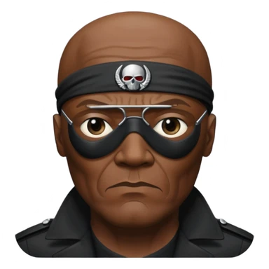 Create nick fury Superhero Emoji face only 1 eye patch black old person sticker