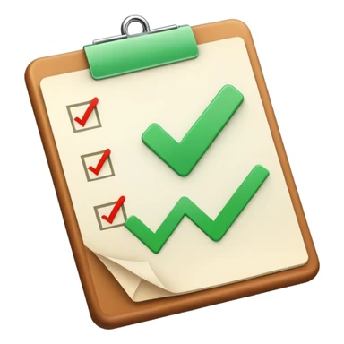 A checklist with a prominent green checkmark on the first item, symbolizing tracking completed tasks and progress sticker