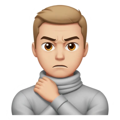 guy crossing arms around neck angry face sticker