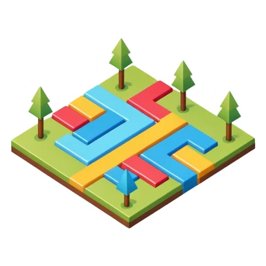 an isometric field with multi-colored tiles and directional arrows sticker