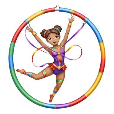 A metallic acrobat hoop decorated with ribbons, perfect for the woman to do aerial stunts inside the circus tent. sticker