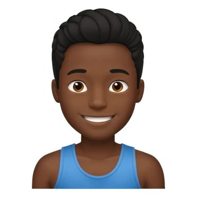 Un garçon qui a des locks noir  il sourit c’est un renoi il a un débardeur sticker